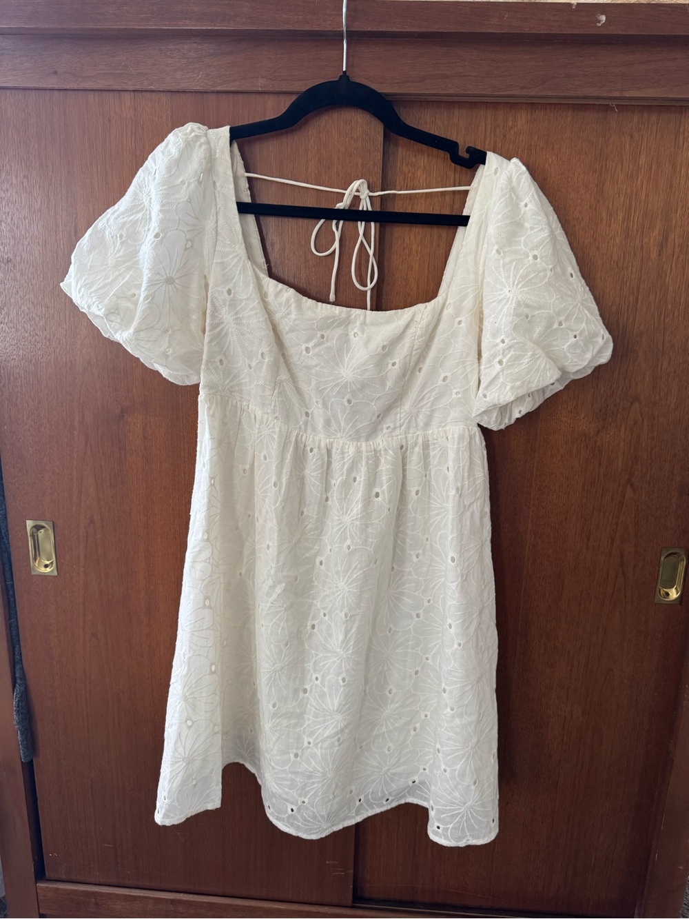 Princess Polly White Eyelet Puff-Sleeve Mini Dress
